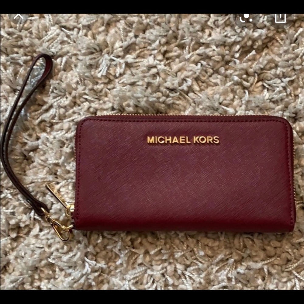 Michael Kors wallet burgundy red and gold